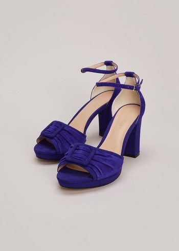 Phase Eight Blue Suede Platform Heels Blue Canada | WBRZLS-571